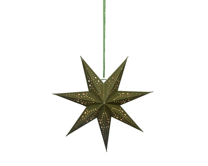Papierowa gwiazda na baterie LED 38 cm zielona