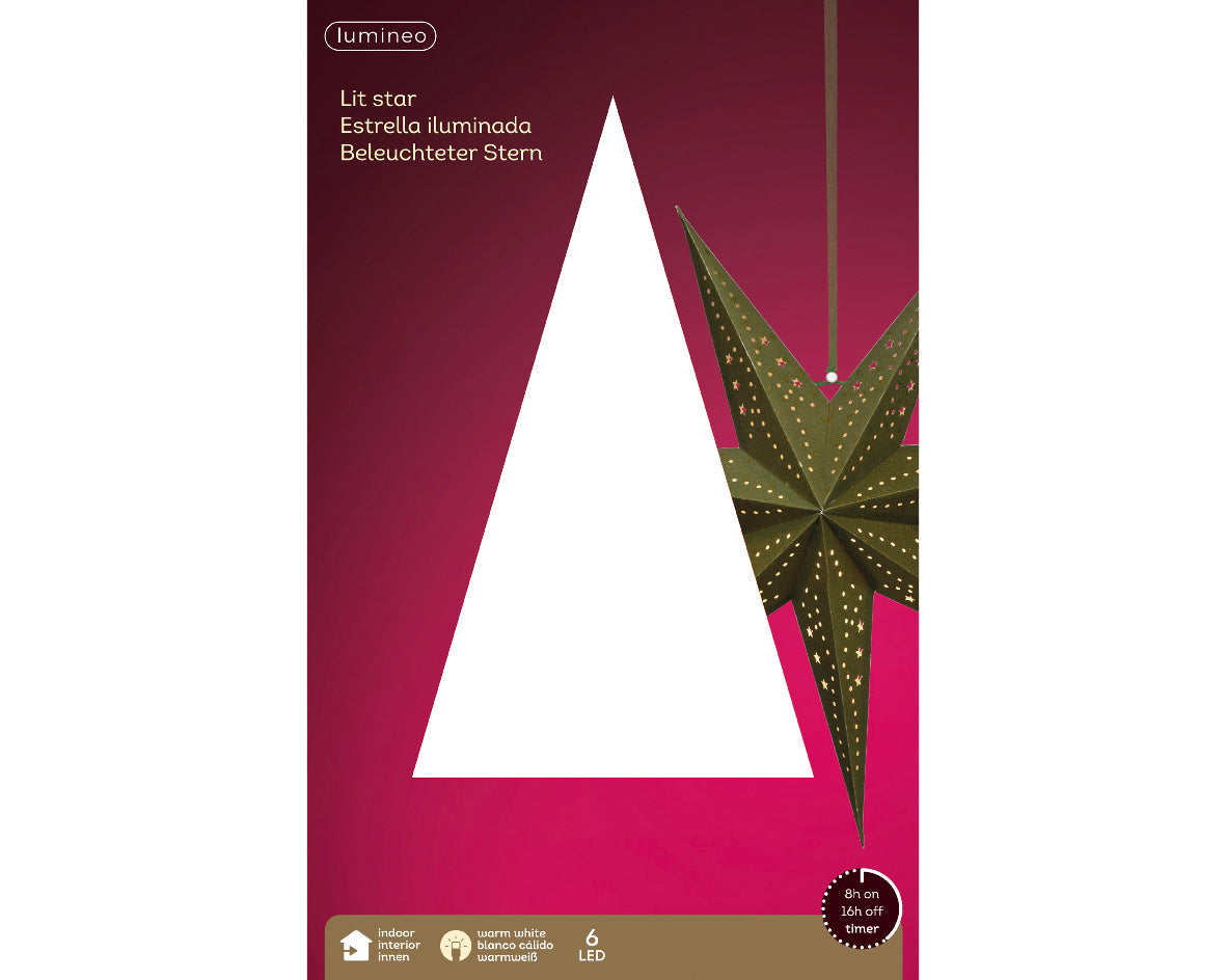 Papierowa Gwiazda LED 58 cm zielona