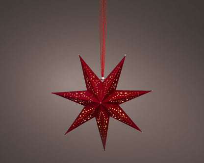 Papierowa gwiazda na baterie LED 38 cm czerwona