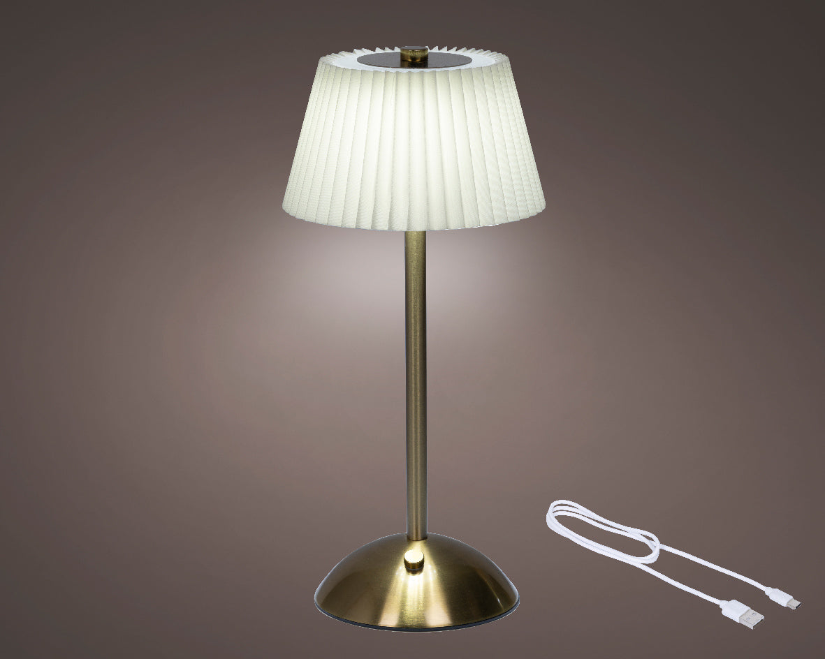 Lampa stołowa LED ładowalna kremowo-złota 30,5 cm
