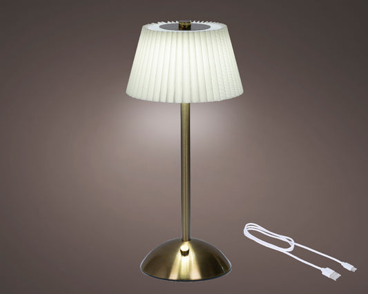 Lampa stołowa LED ładowalna kremowo-złota 30,5 cm