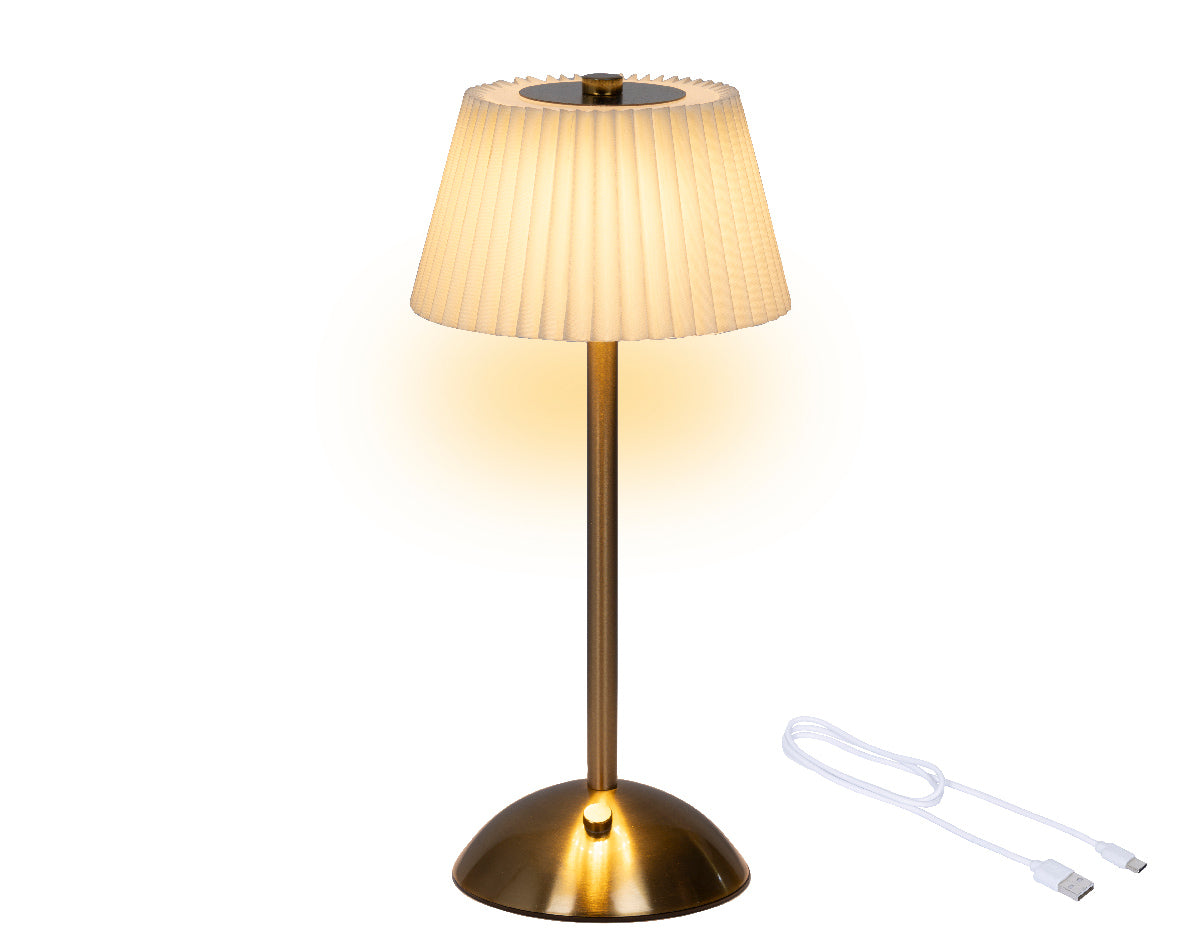 Lampa stołowa LED ładowalna kremowo-złota 30,5 cm