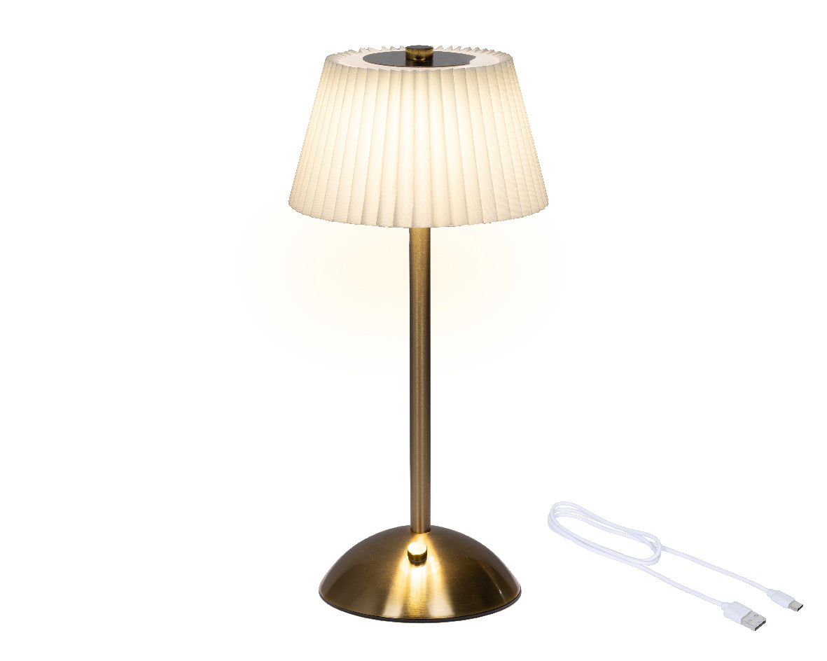Lampa stołowa LED ładowalna kremowo-złota 30,5 cm