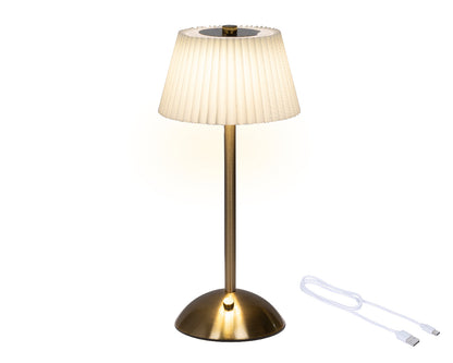 Lampa stołowa LED ładowalna kremowo-złota 30,5 cm