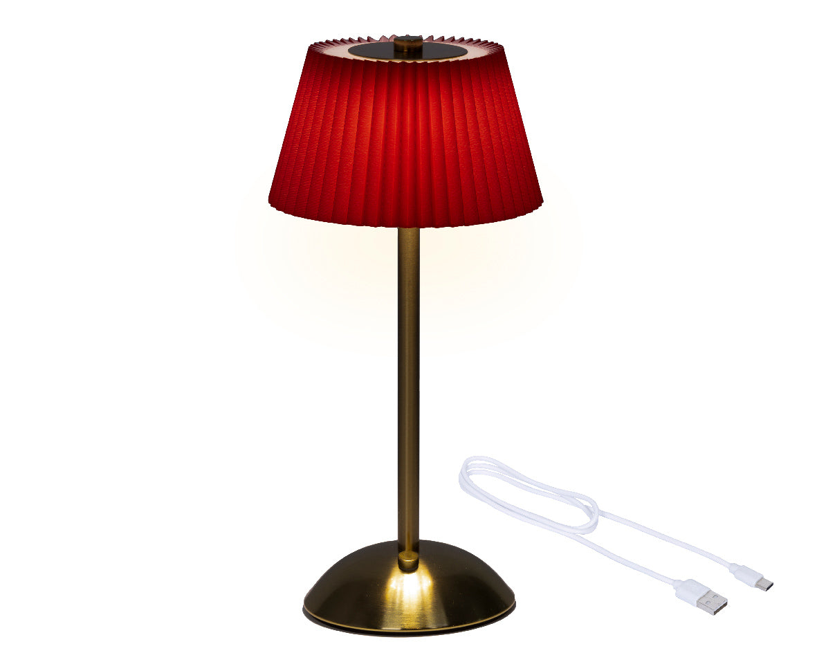 Lampa stołowa LED ładowalna czerwono-złota 30,5 cm