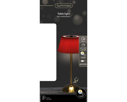 Lampa stołowa LED ładowalna czerwono-złota 30,5 cm