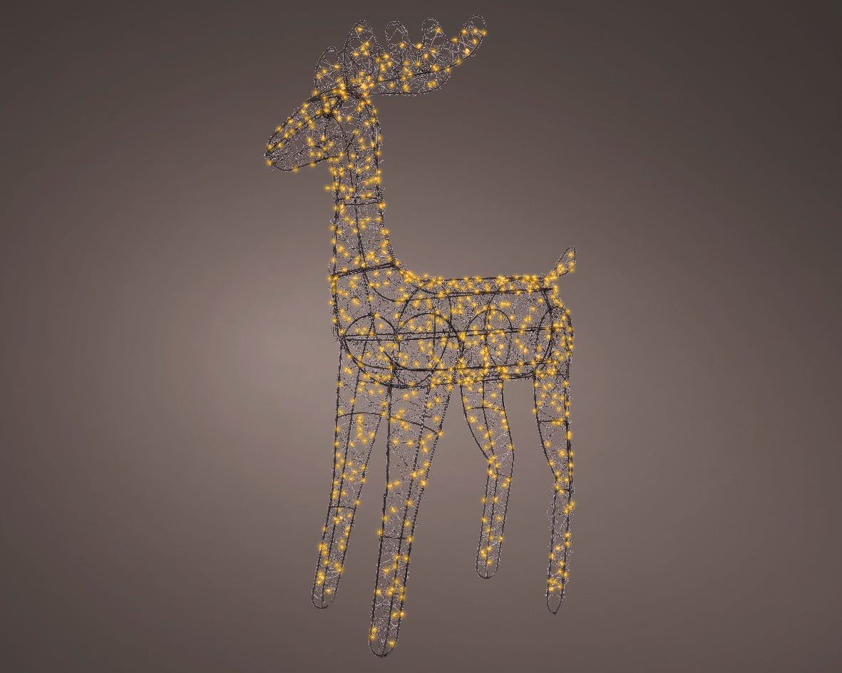 Renifer LED klasyczny ciepły XXL – 84 cm, czarny, na zewnątrz