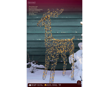 Renifer LED klasyczny ciepły XXL – 84 cm, czarny, na zewnątrz