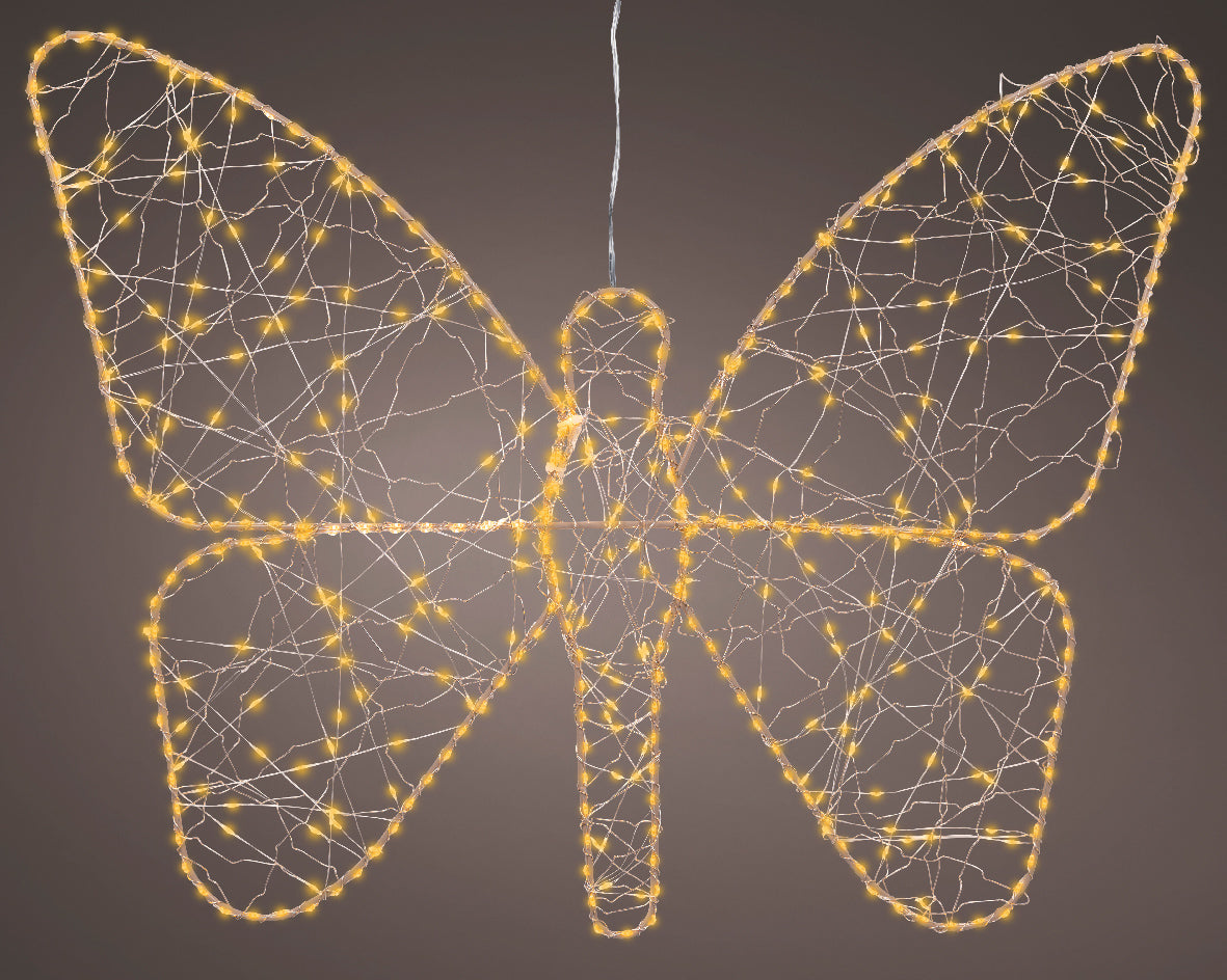Motyl LED klasyczny ciepły – 58 cm złoty na zewnątrz