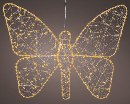 Motyl LED klasyczny ciepły – 58 cm złoty na zewnątrz