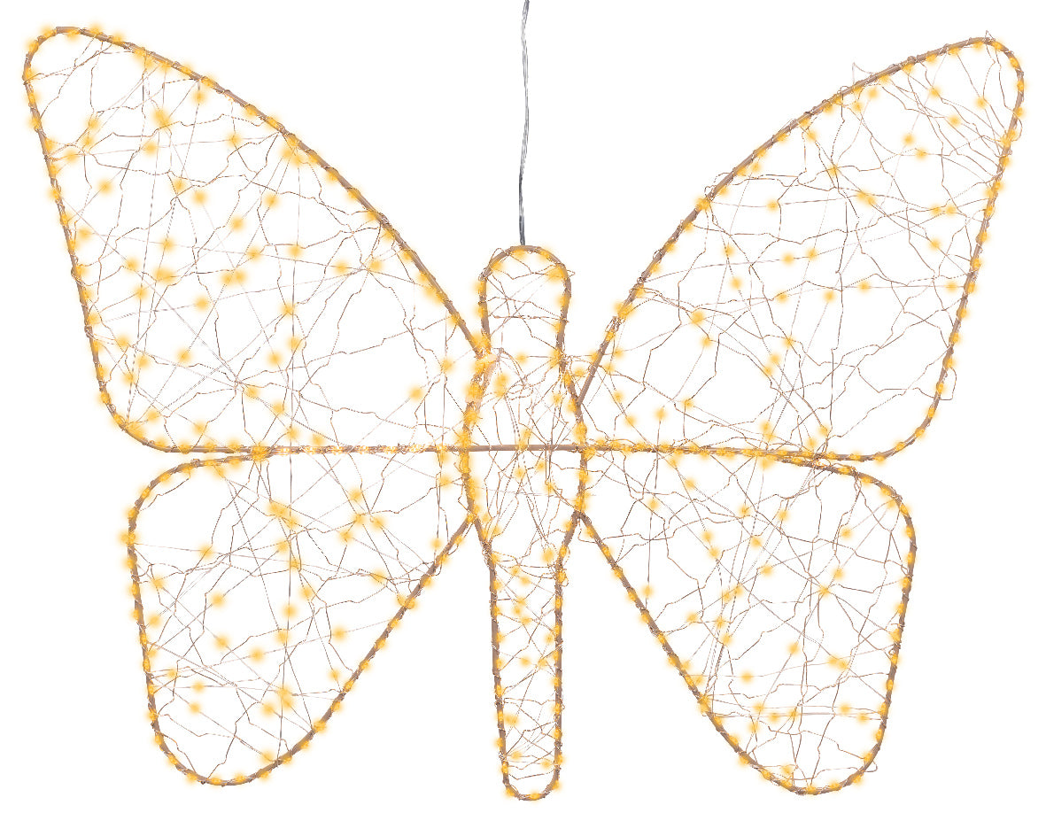 Motyl LED klasyczny ciepły – 58 cm złoty na zewnątrz