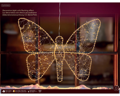 Motyl LED klasyczny ciepły – 58 cm złoty na zewnątrz