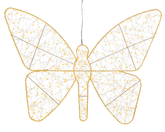 Motyl LED klasyczny ciepły XXL – 98 cm złoty na zewnątrz