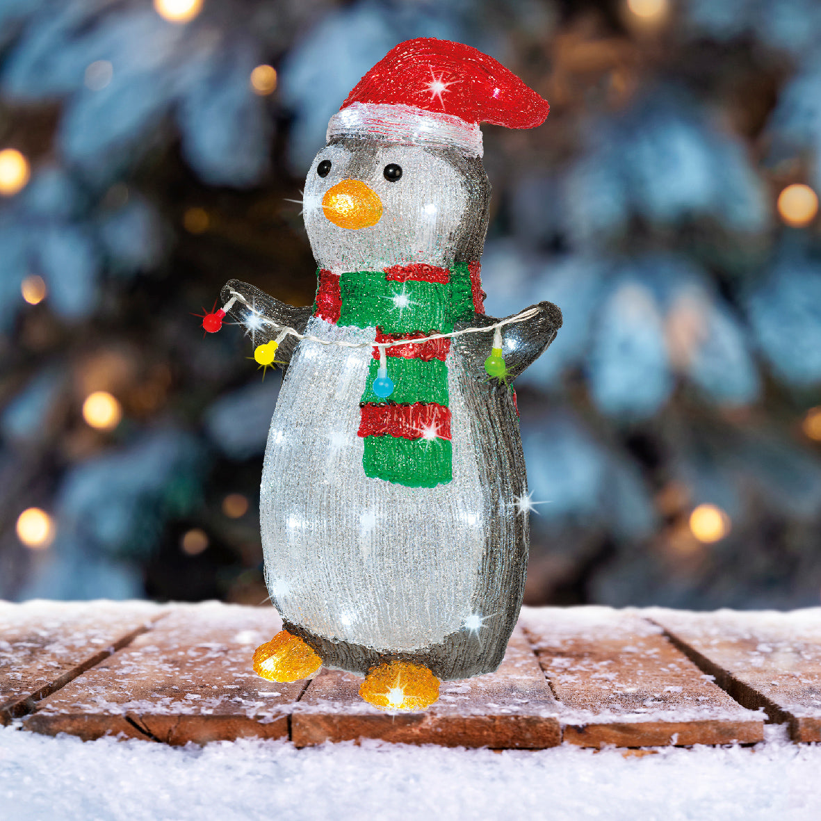 Pingwin świąteczny LED z efektem migania – 45 cm