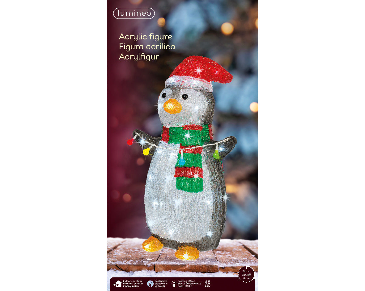 Pingwin świąteczny LED z efektem migania – 45 cm