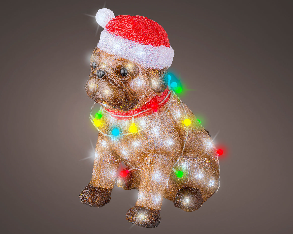 Świąteczny Buldog LED – 42 cm
