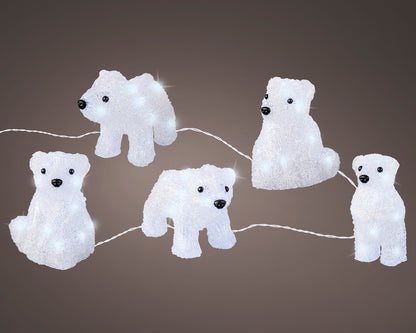 Zestaw Białe niedźwiadki polarne 2 m LED – zasilanie bateryjne