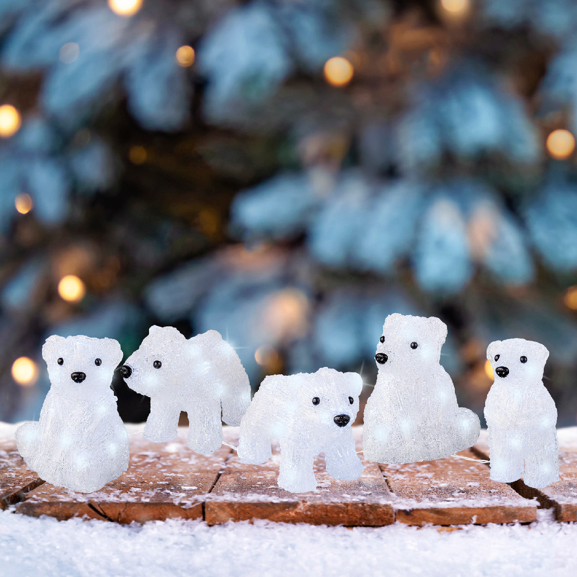 Zestaw Białe niedźwiadki polarne 2 m LED – zasilanie bateryjne