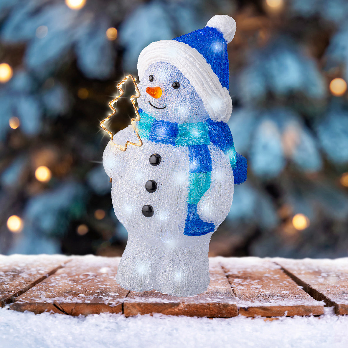 Bałwan LED z czapką – 43 cm