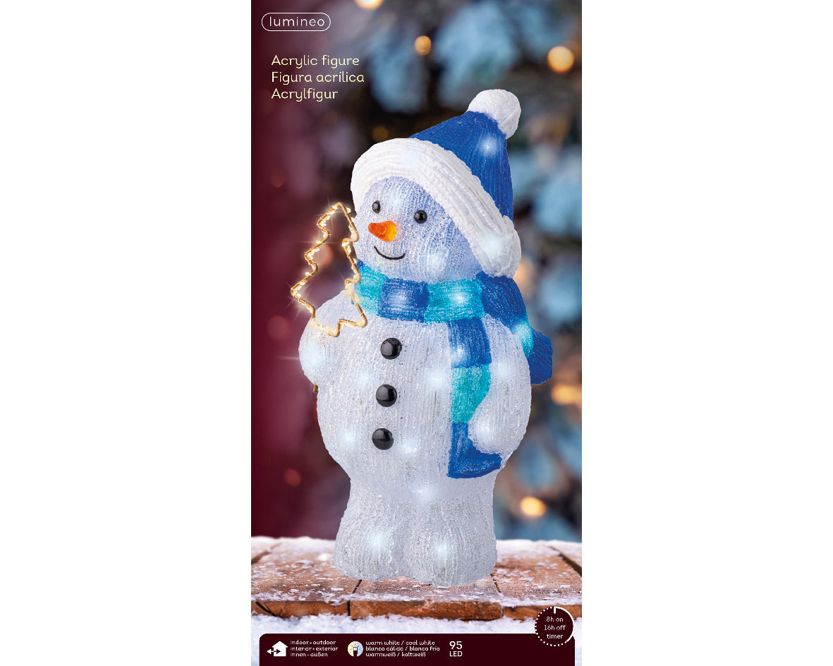 Bałwan LED z czapką – 43 cm