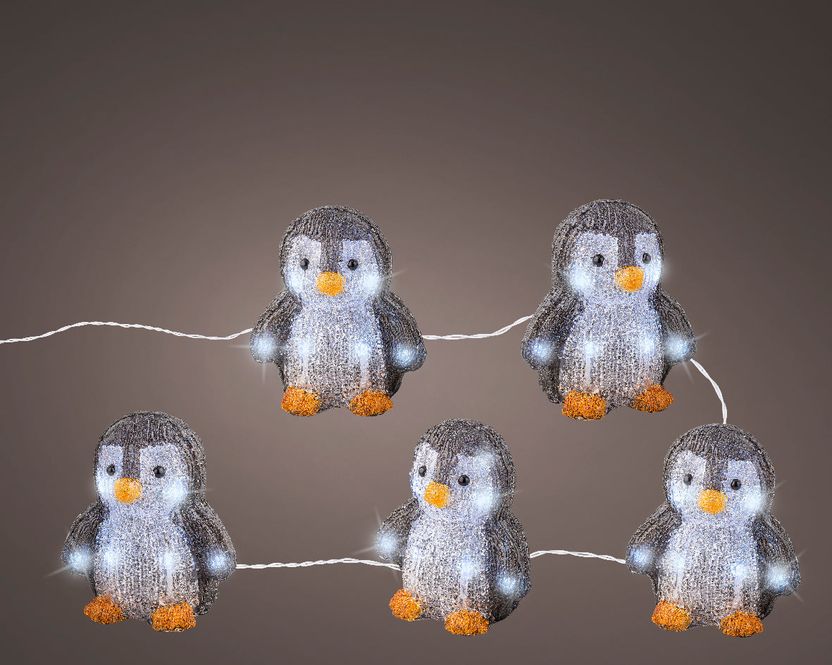 Zestaw Pingwiny akrylowe 2 m LED – zasilanie bateryjne