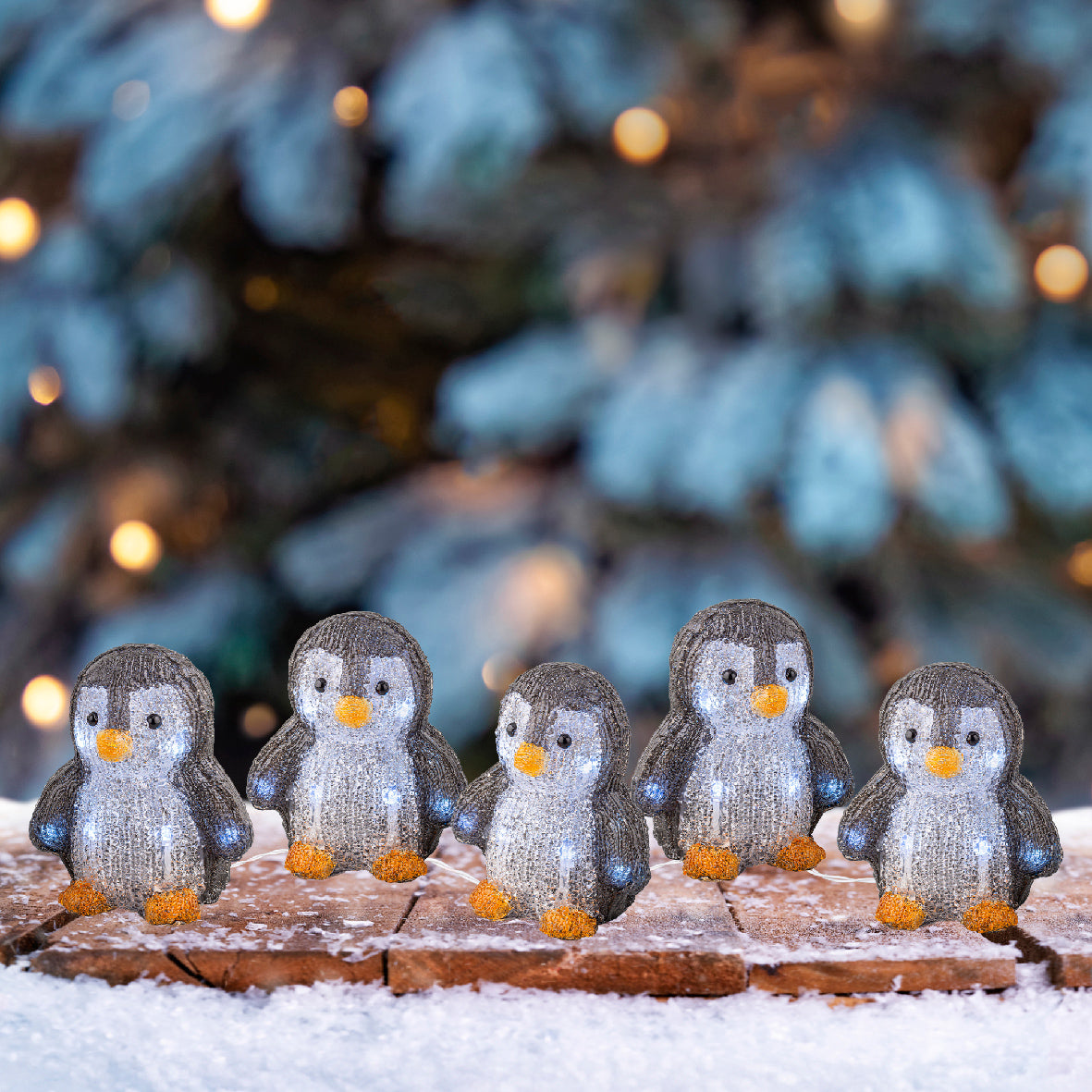 Zestaw Pingwiny akrylowe 2 m LED – zasilanie bateryjne