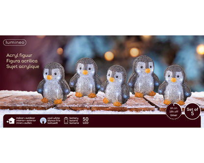 Zestaw Pingwiny akrylowe 2 m LED – zasilanie bateryjne
