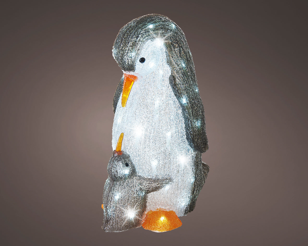 Pingwin LED mama z maluchem – 47 cm