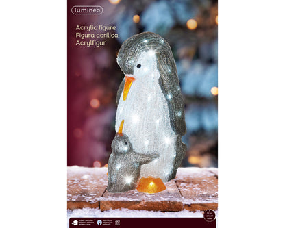 Pingwin LED mama z maluchem – 47 cm