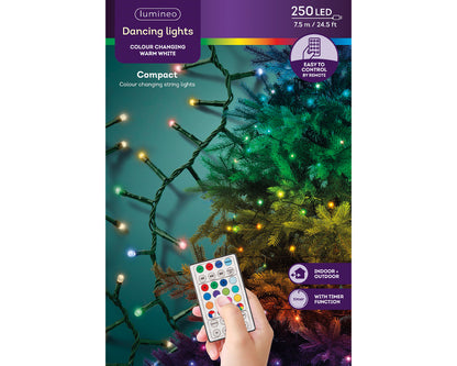 Lampki LED RGB 250L – 7,5 m  Ciepły biały i zmieniające kolory