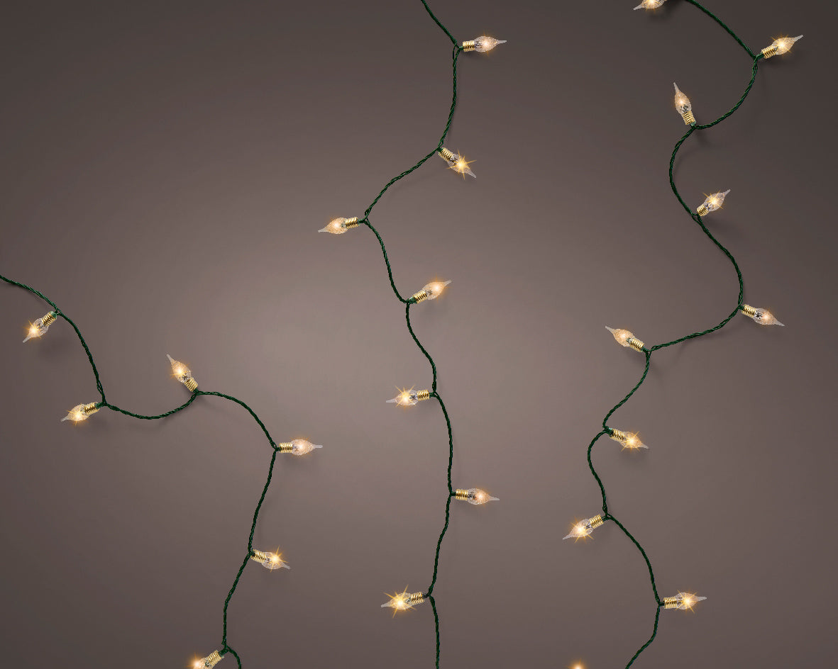 Lampki LED Vintage 180L – 17,9 m Klasyczny ciepły – Zielony przewód