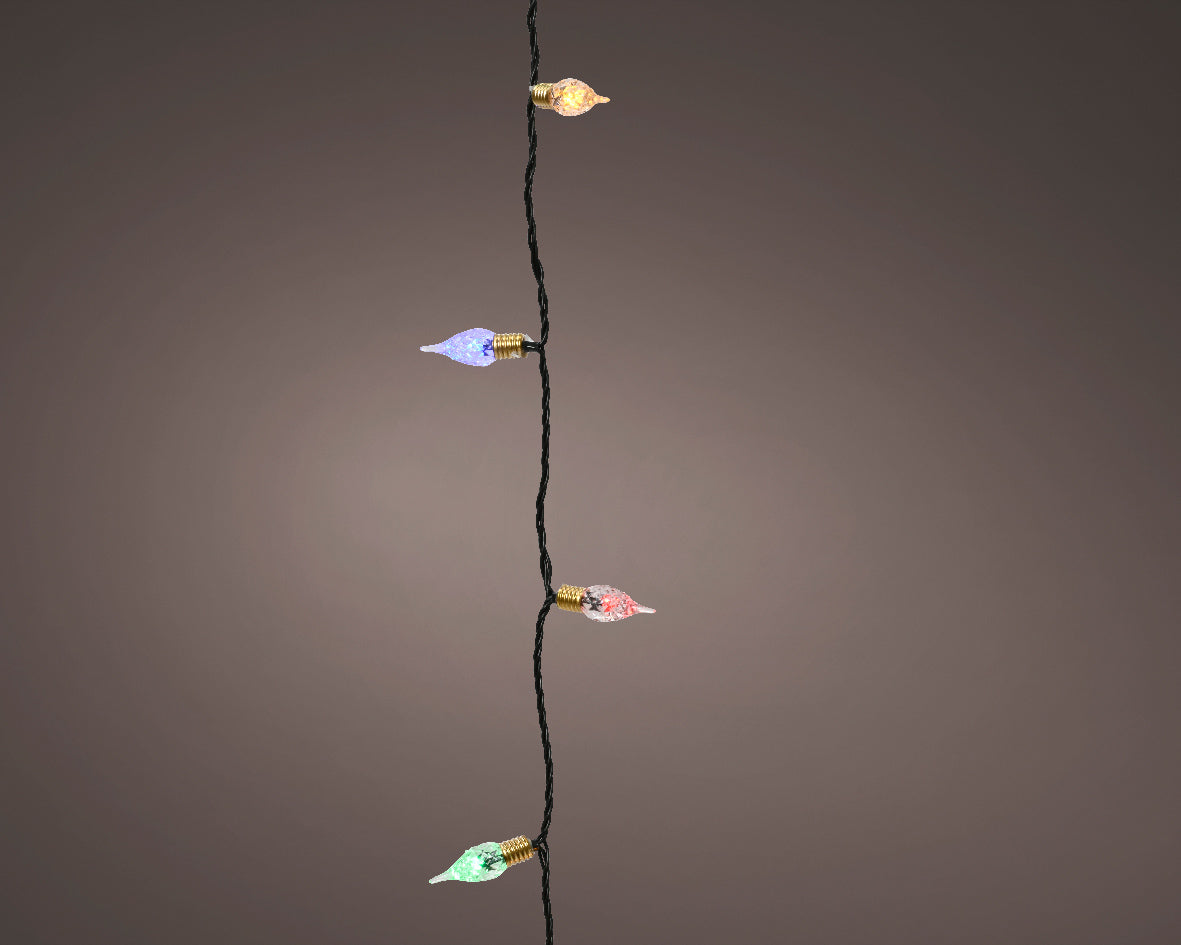 Lampki LED Vintage 120L – 11,9 m  Kolorowe – Zielony przewód