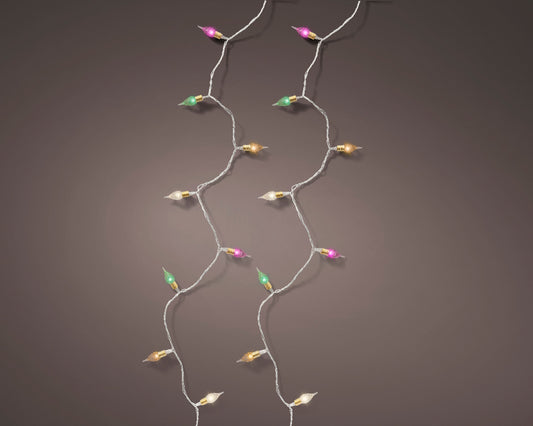 Lampki LED Vintage 120L – 11,9 m – Mix pastelowy 8 funkcji biały przewód