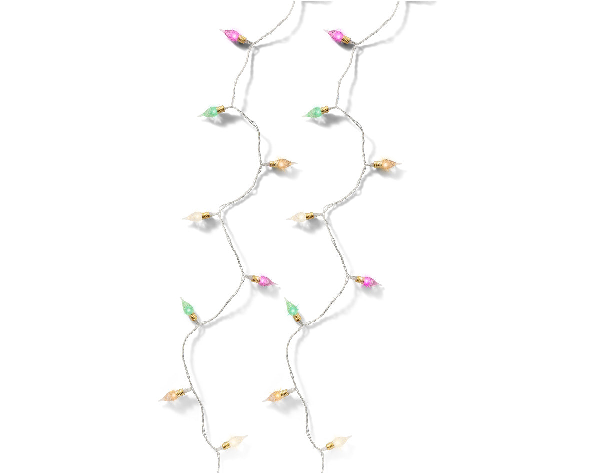 Lampki LED Vintage 120L – 11,9 m – Mix pastelowy 8 funkcji biały przewód