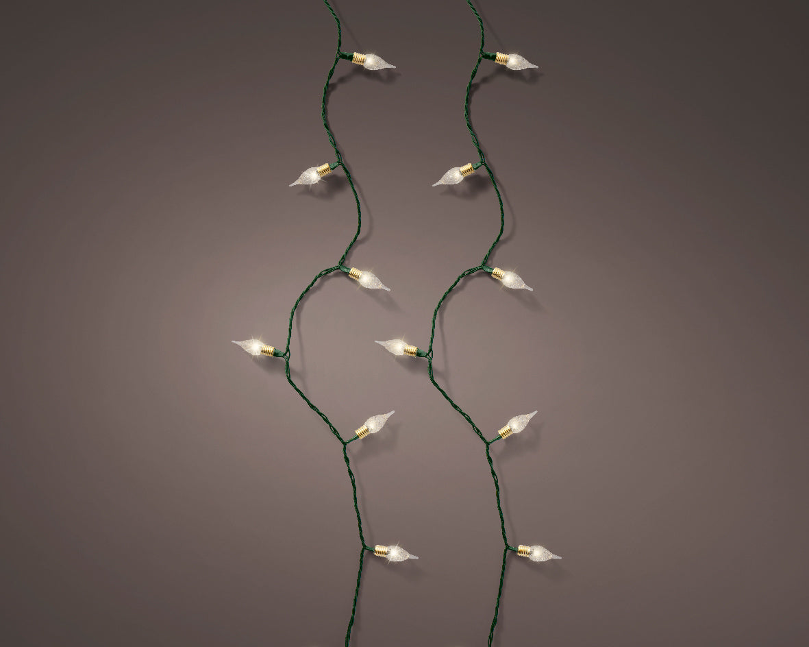 Lampki LED Vintage 240L – 23,9 m Ciepły biały Zielony przewód