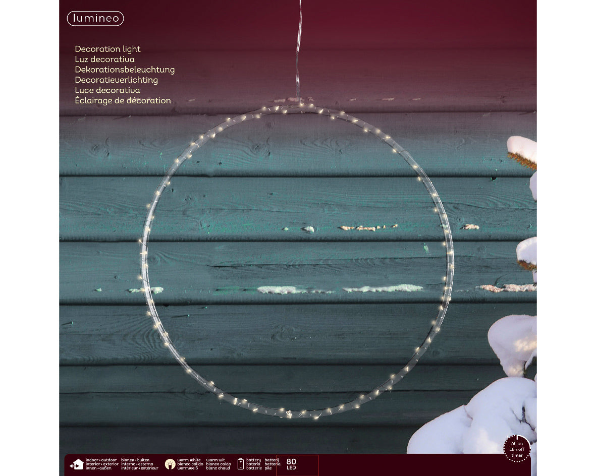 Wieniec akrylowy LED – 45 cm przezroczysty, na baterie, na zewnątrz