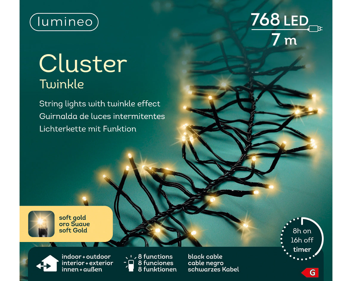 Super gęste klasyczne Lampki LED 7m ciepły złoty 8 trybów