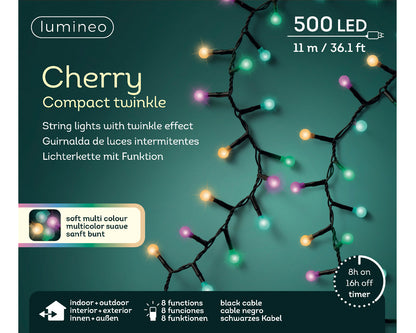 Lampki LED ''Wiśnie'' z efektem migotania 500L - 11m kolorowe