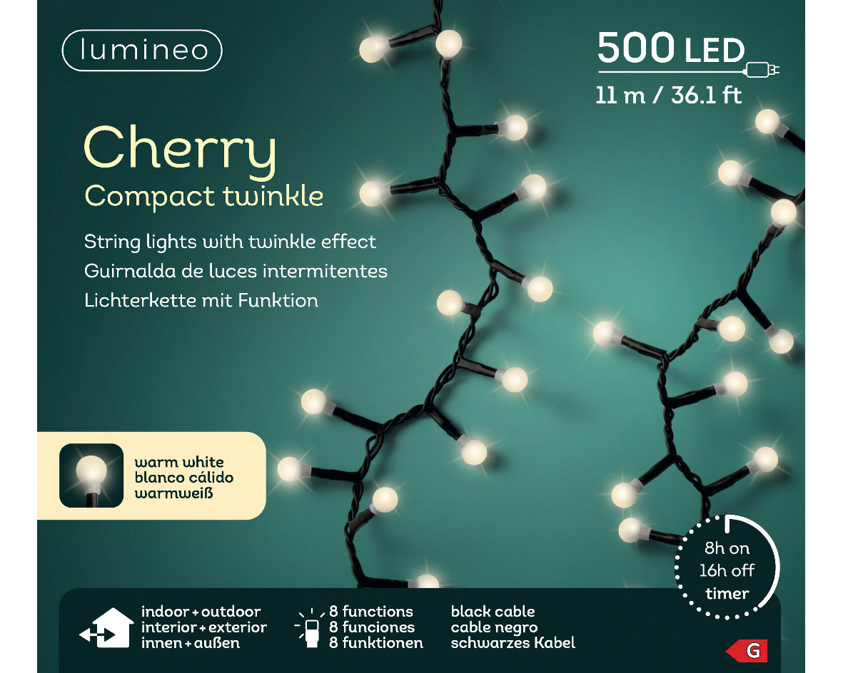 Lampki LED ''Wiśnie'' z efektem migotania 500L - 11m Ciepły biały