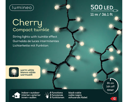Lampki LED ''Wiśnie'' z efektem migotania 500L - 11m Ciepły biały
