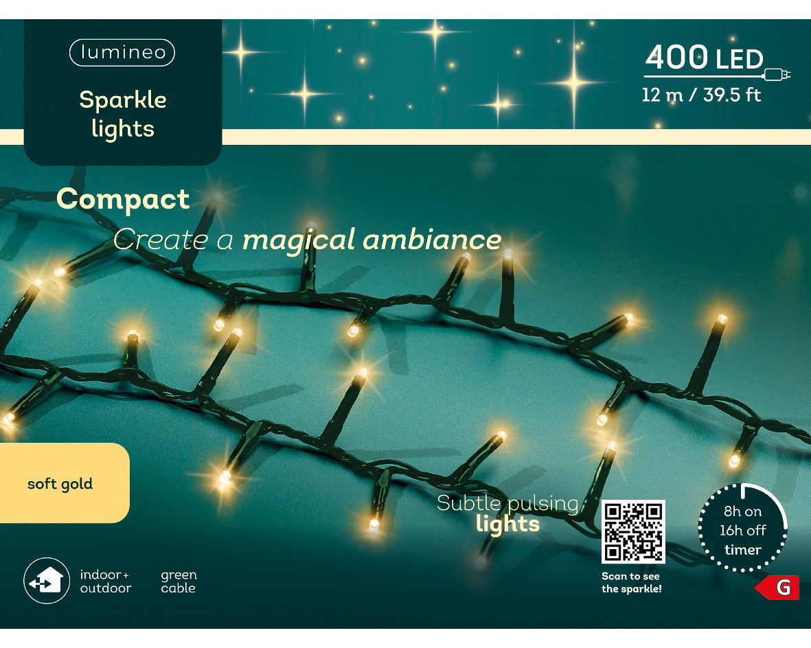 Kompaktowe Lampki LED z efektem migotania 400L - 12m ciepły złoty