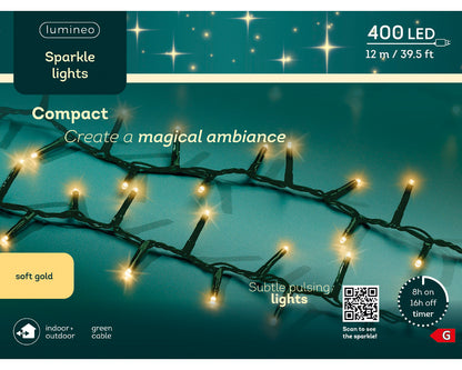 Kompaktowe Lampki LED z efektem migotania 400L - 12m ciepły złoty
