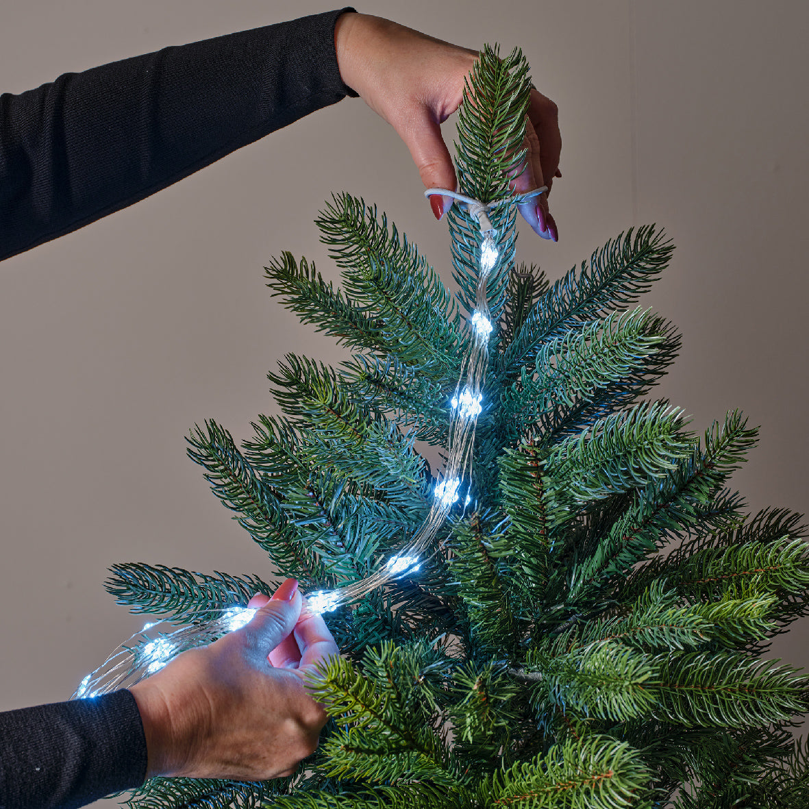 Zimne lampki choinkowe micro LED 1,8m FLASH na białym druciku