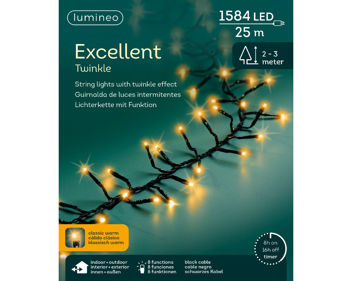 Gęste klasyczne Lampki LED 1584L – 25 m klasyczny ciepły 8 funkcji