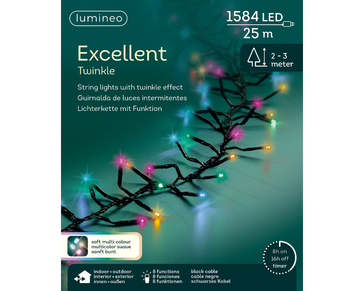 Gęste klasyczne Lampki LED 1584L – 25 m pastelowe 8 funkcji