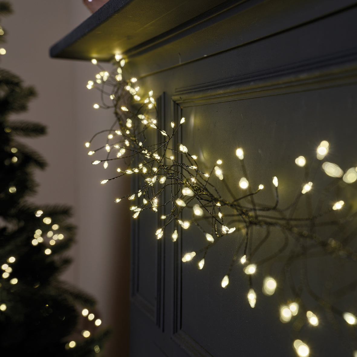 Jeżyki LED – super gęste 6m, czarny przewód, ciepła biel