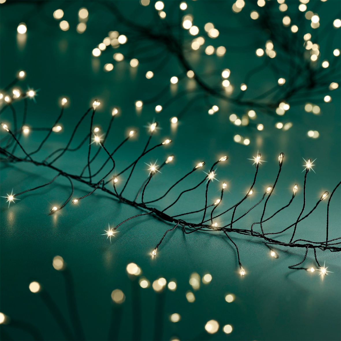 Jeżyki LED – super gęste 6m, czarny przewód, ciepła biel