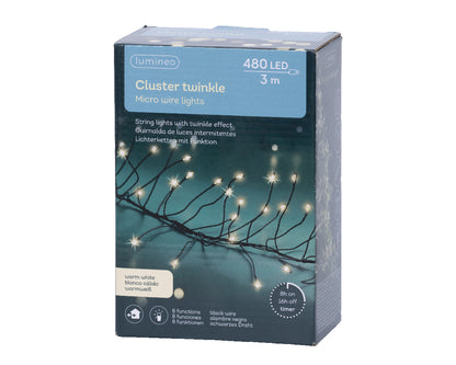 Jeżyki LED – super gęste 3m, czarny przewód, ciepła biel