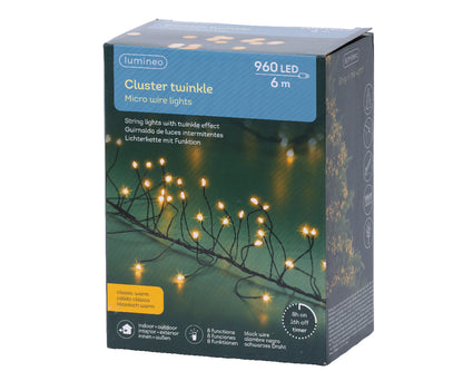 Jeżyki LED – super gęste 6m, czarny przewód (klasyczny ciepły kolor)