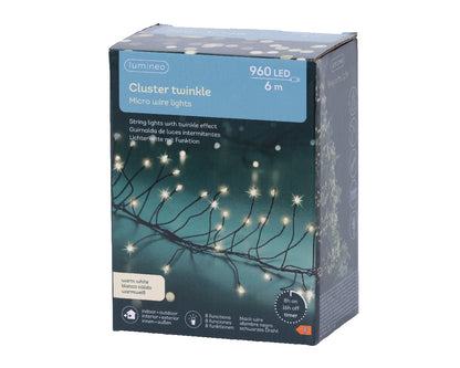 Jeżyki LED – super gęste 6m, czarny przewód, ciepła biel